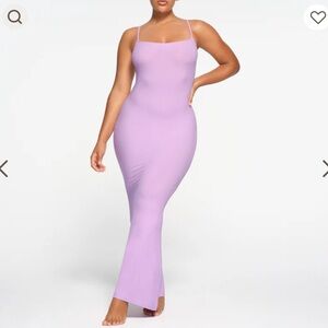 NEW SKIMS Soft Lounge Long Ribbed Cami Slip Dress Size L Sugar Plum Lilac Purple